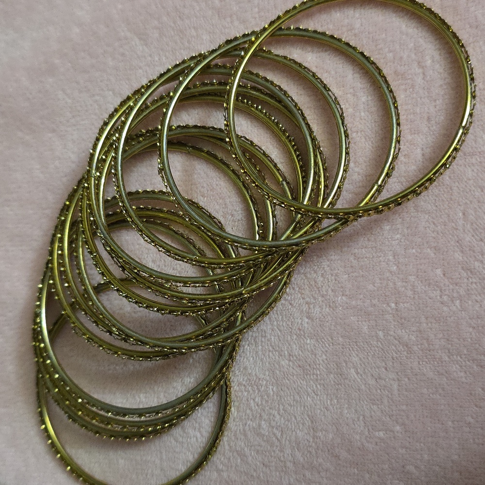 12 Gold Bangle Set Bracelet Wedding Bangles Gold Color Dozen Pair